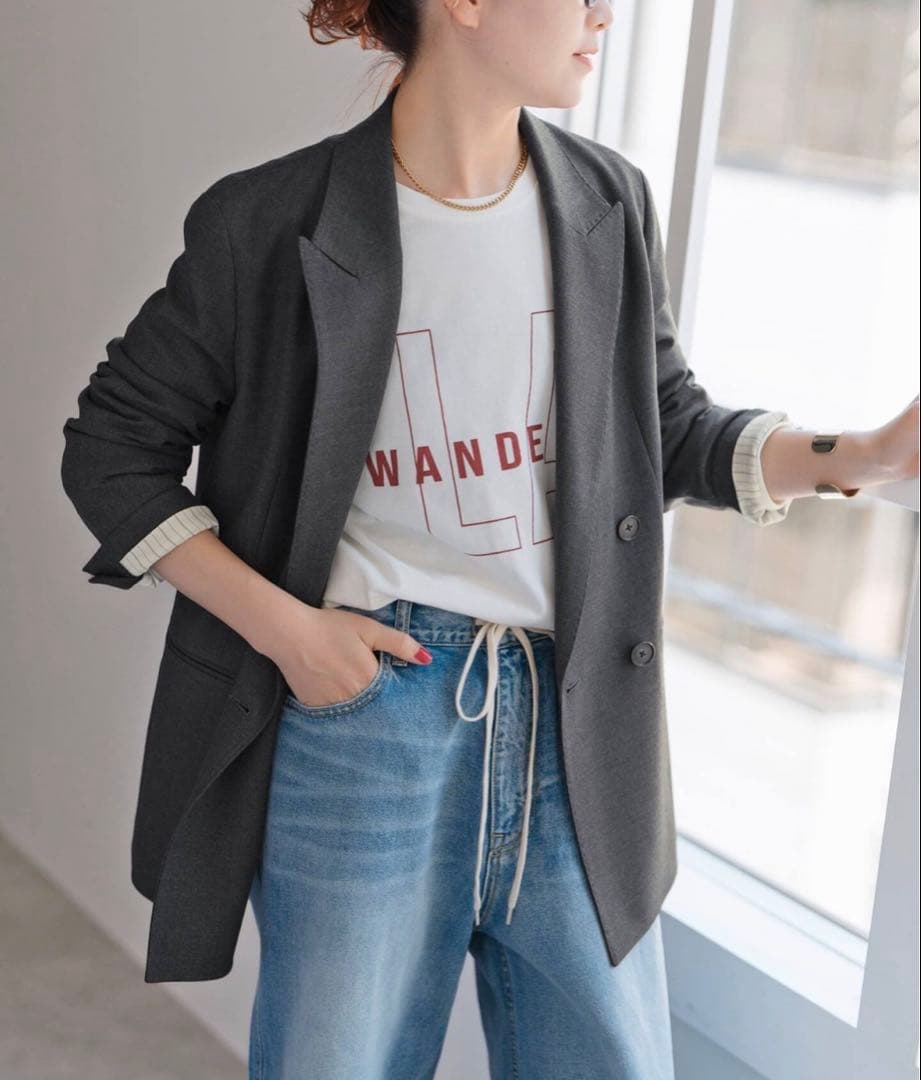 Spick and Span ウールブレンドダブルブレストジャケット グレー38