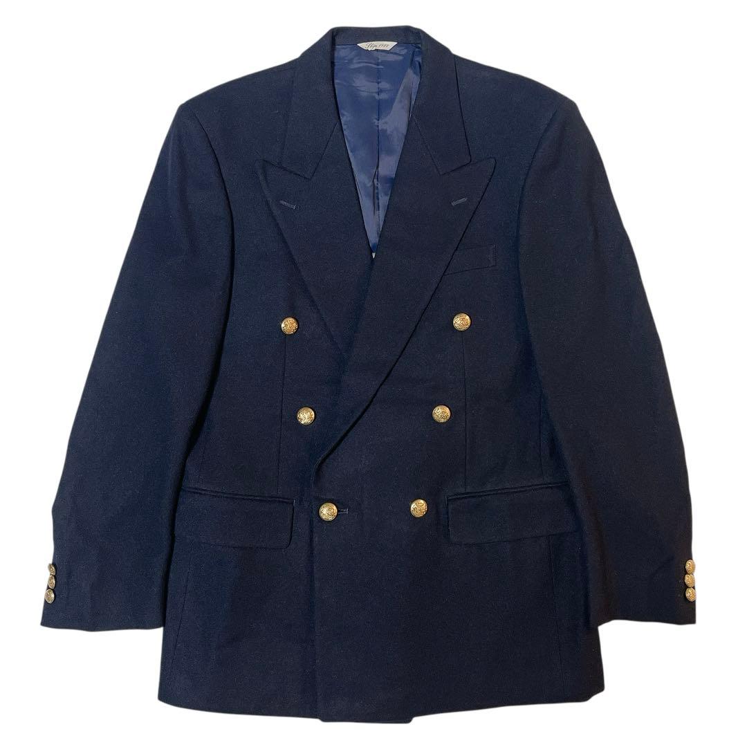 【美品】シップス SHIPS 紺ブレ 金ボタン ダブル ウール ジャケット M