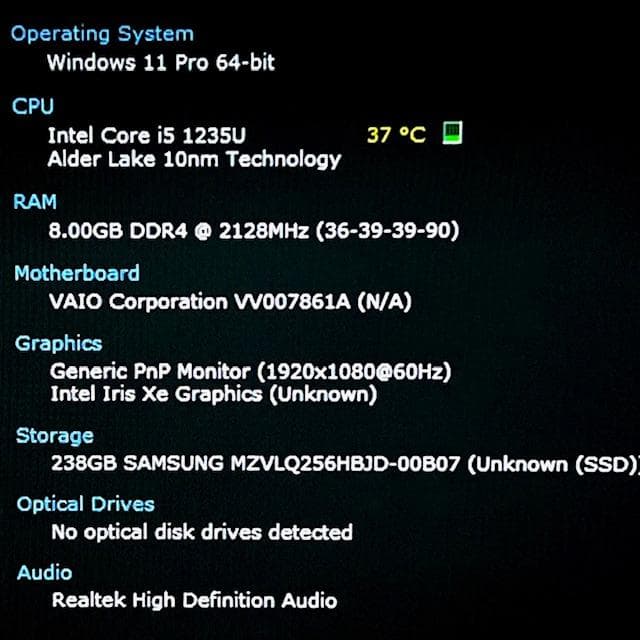 2022モデル！12世代上級Corei5！超速SSD！RAM16GB！VAIO