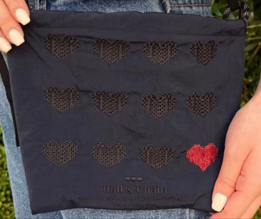 ボールアンドチェーン 神戸店2周年 限定 ハート　バッグ&ポーチ ダークネイビー