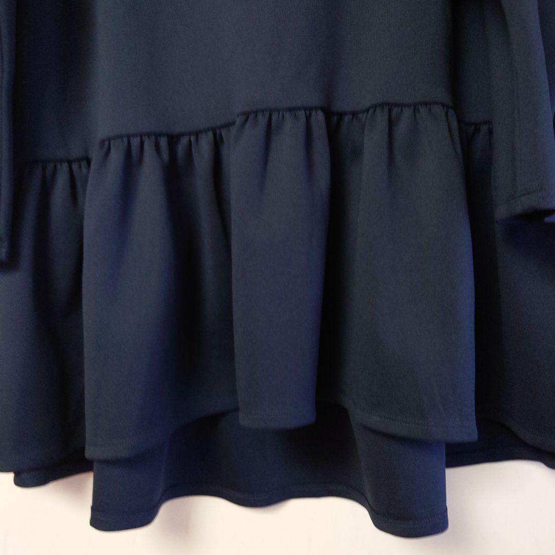 美品 大きいサイズ ♥ローズティアラ♥ フリルチュニック46ネイビー