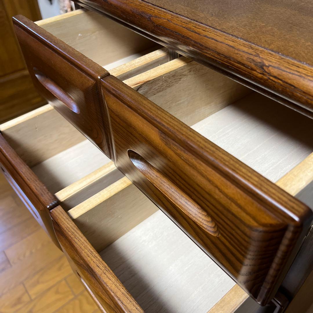 ダークブラウン木製スリムチェスト 9引き出し