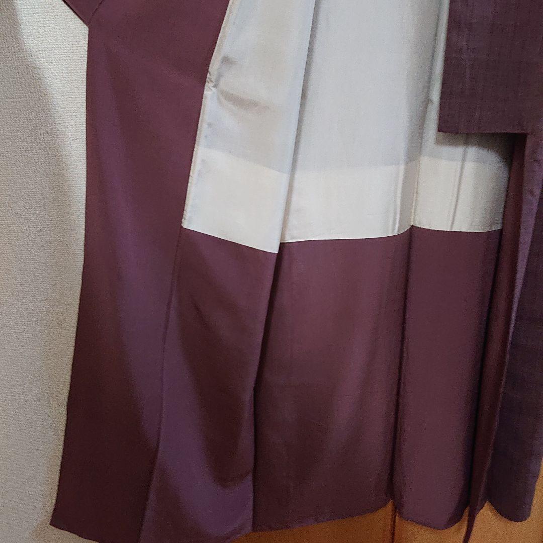 【本場結城縮】色無地 臙脂鼠 縮織