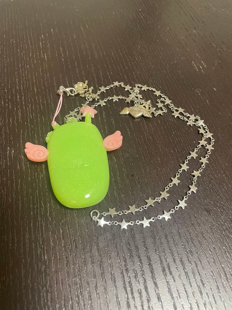 Hashtag ddd四つ葉＆天使の翼付き レトロ携帯ストラップネックレス