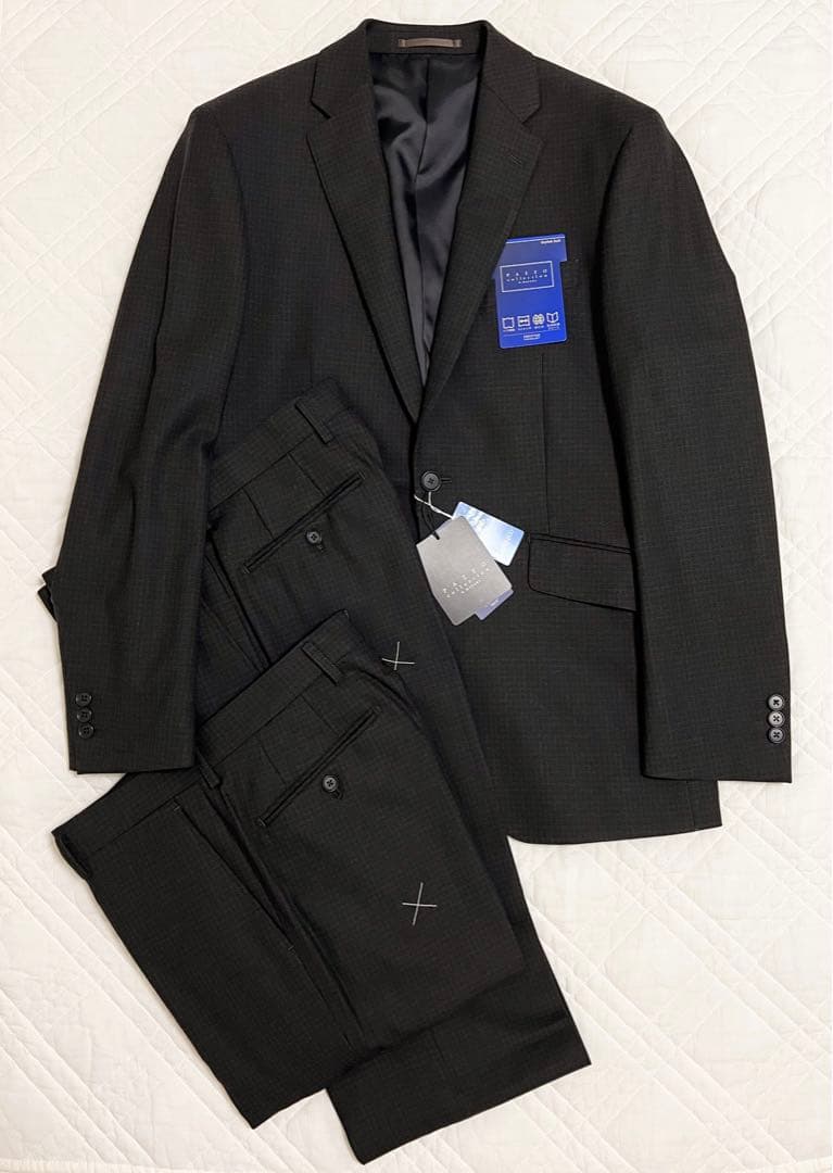 新品 タグ付き PAZZO ツーパンツ スーツ ブラウン ブラック チェック
