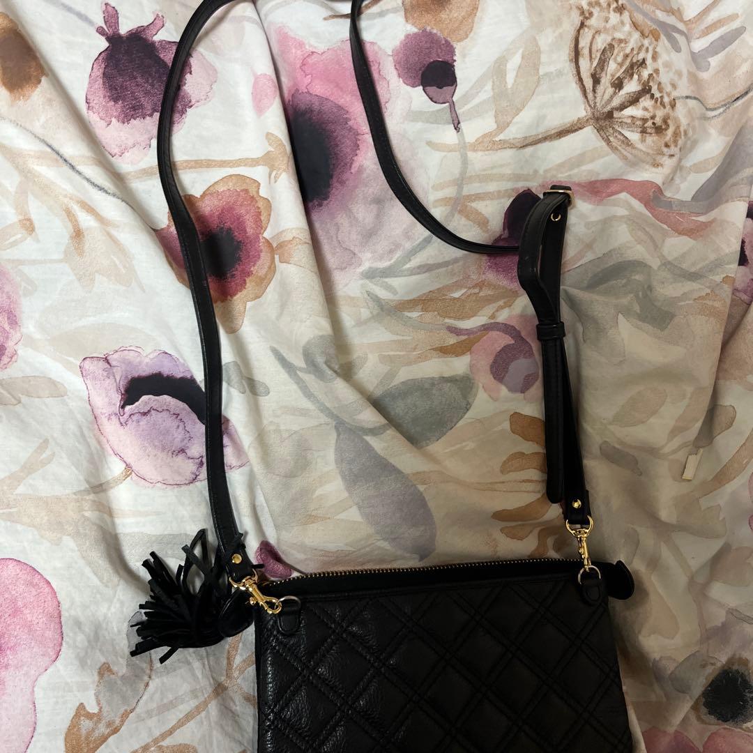 ブラックキルティングバッグ atao