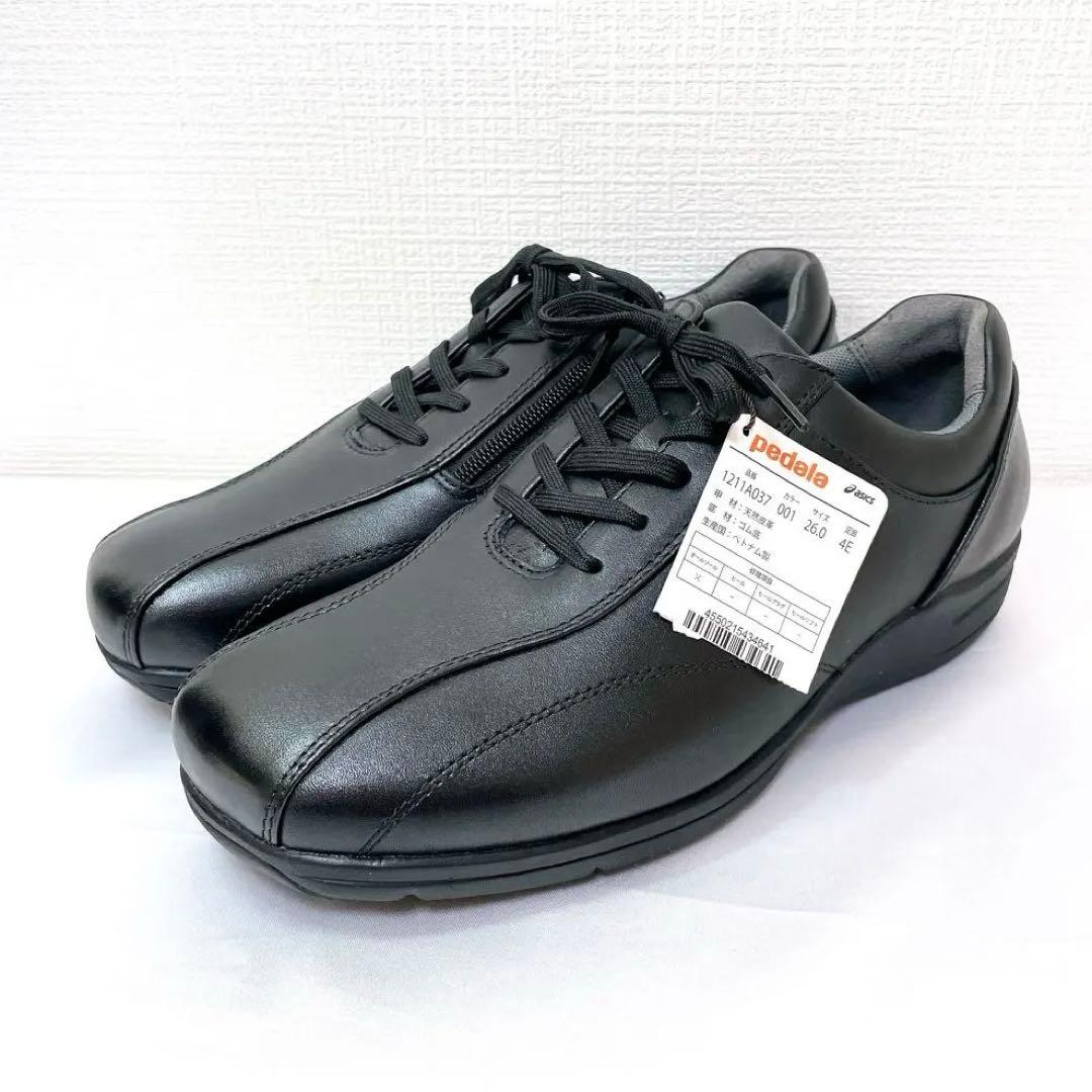 【タグ付き未使用】 アシックス ペダラ26cm ビジネスシューズ サイドジップ