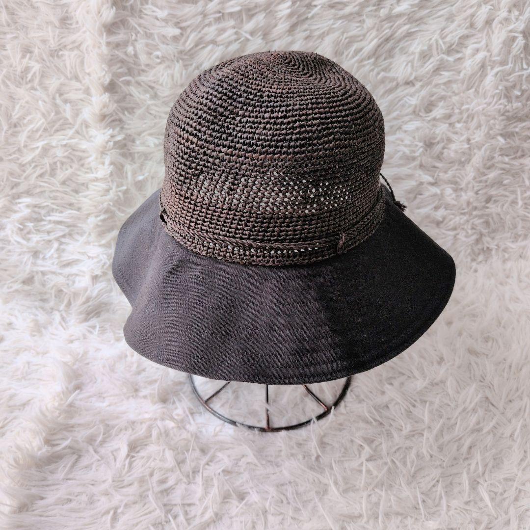 専用 ヘレンカミンスキー 麦わら帽子 ラフィアコットン ダークブラウン ブラック