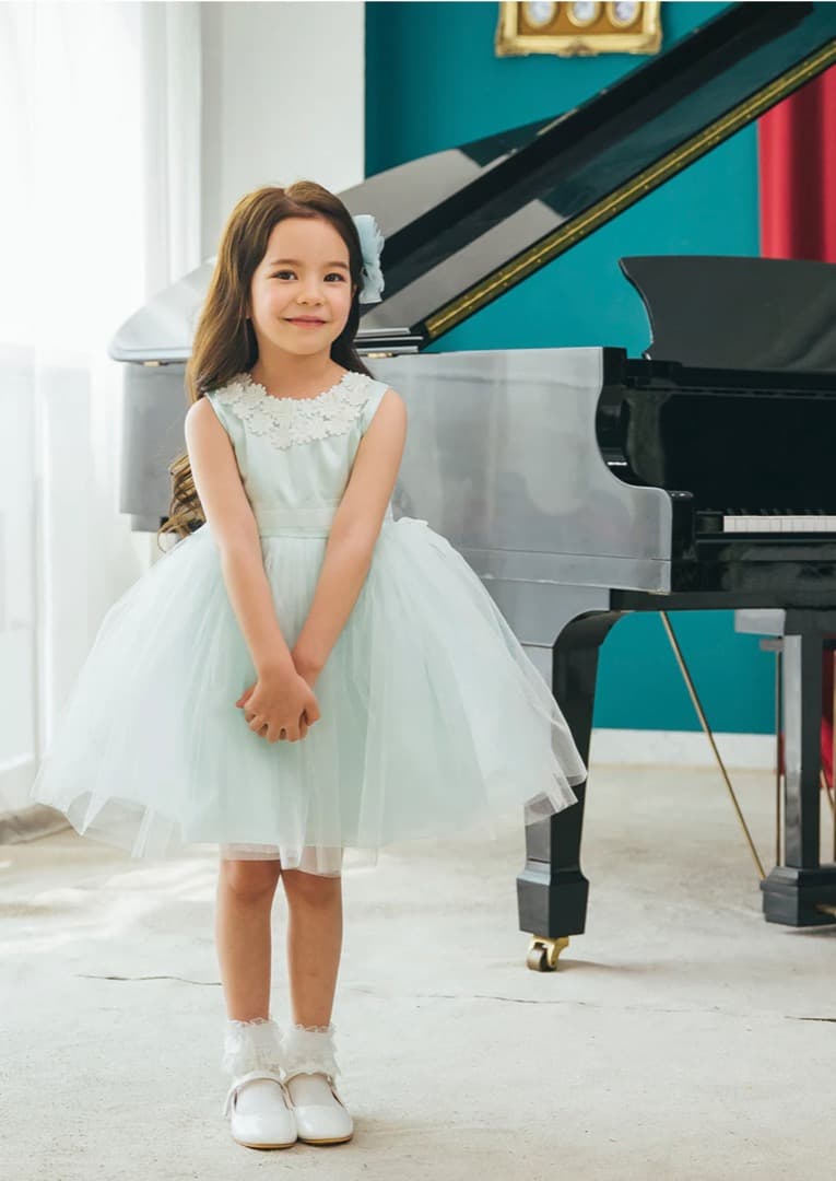 DRESCCO ミントフラワーレースドレス＆ヘッドアクセサリー