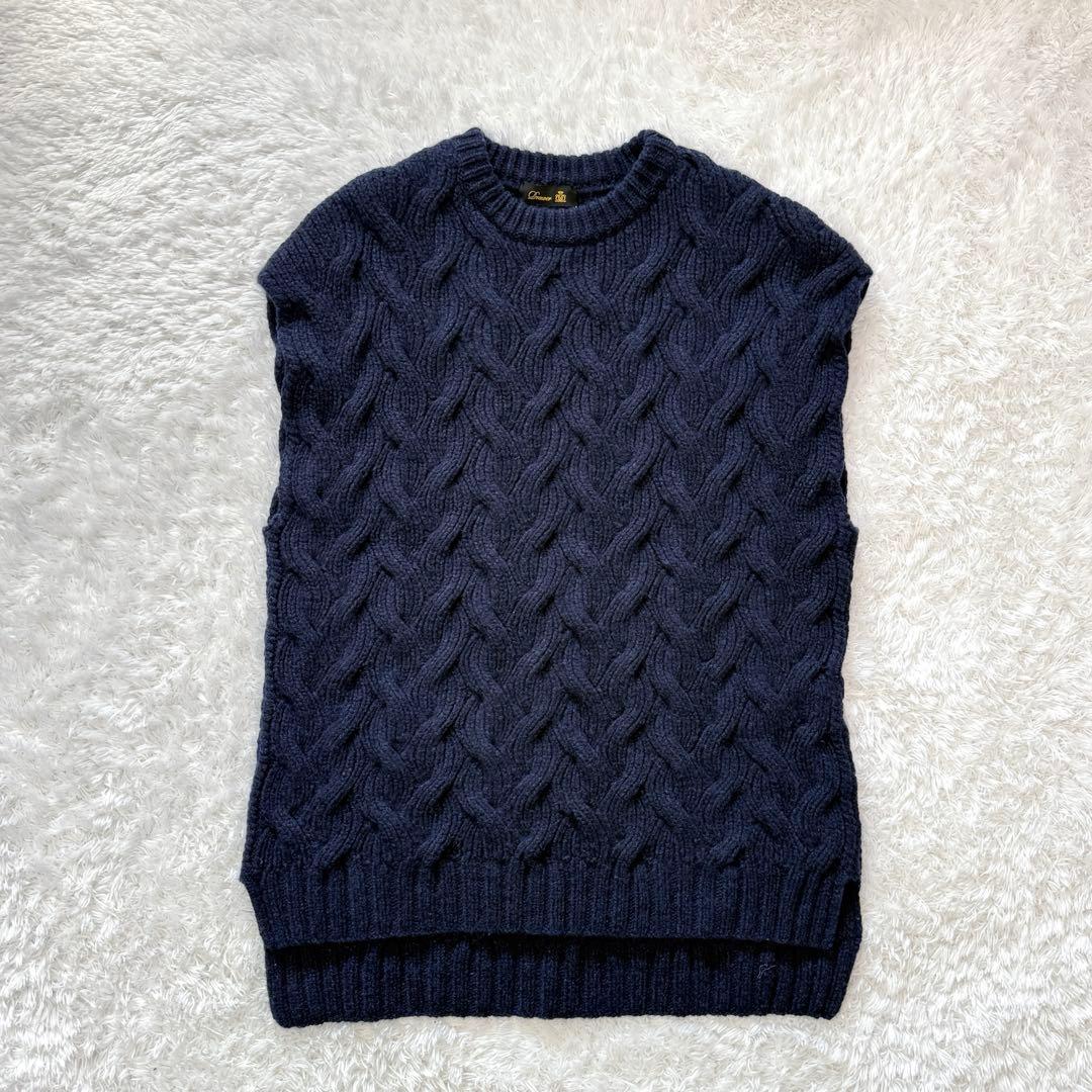 ｔ*ａ様 ドゥロワー ウールカシミヤ　ケーブルニット　アラン編　厚手　ベスト　ネ