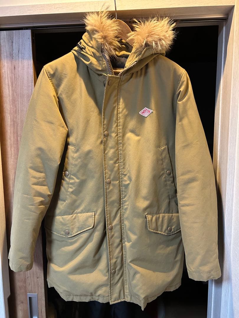 【美品】DANTON/ダントンダウンコートJD-8634LASカーキ42