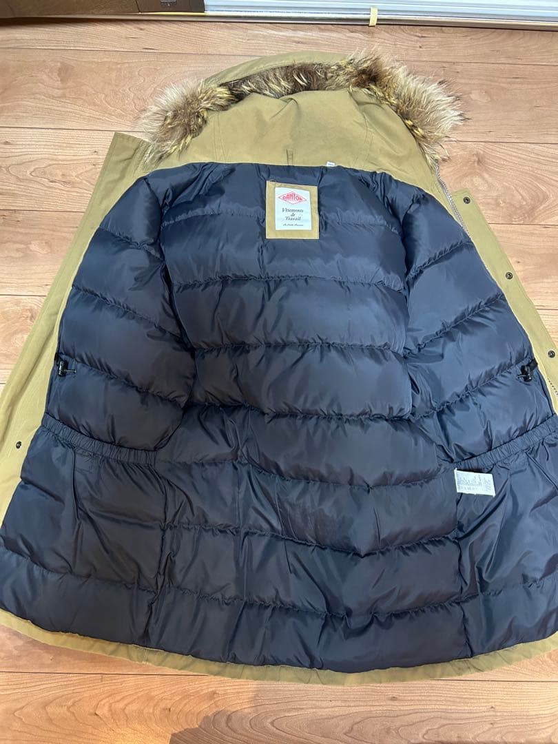 【美品】DANTON/ダントンダウンコートJD-8634LASカーキ42