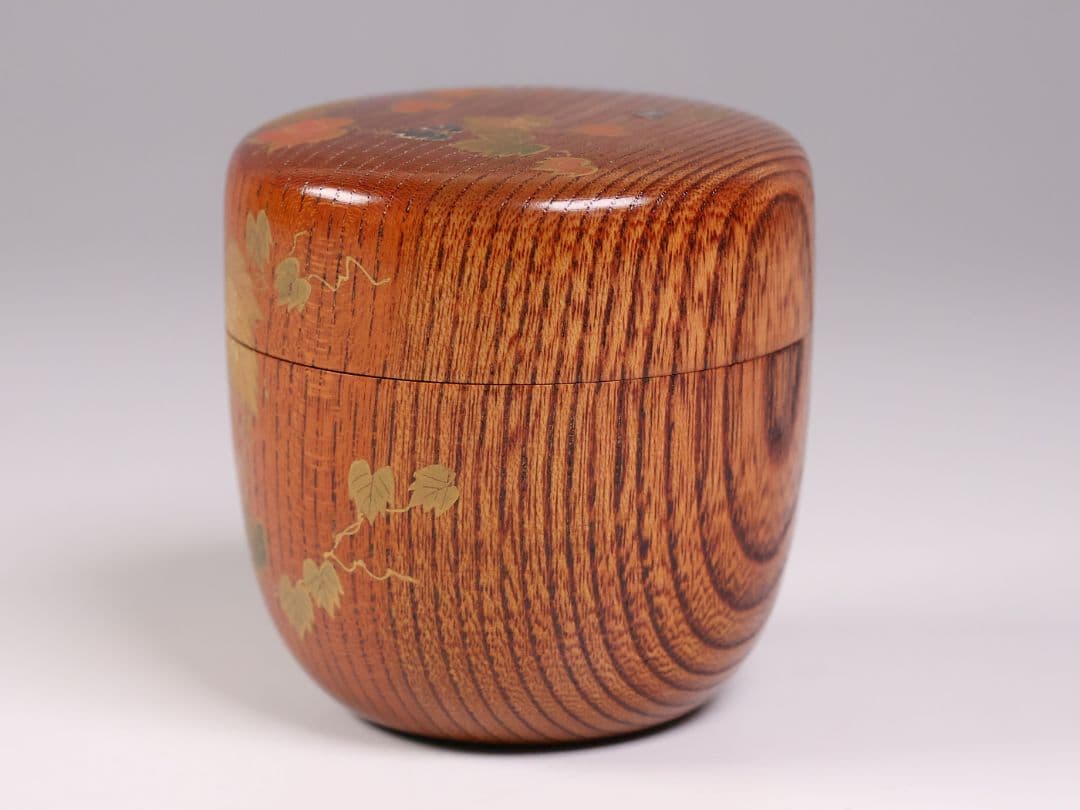 専用品 茶道具 中出松峰 欅拭漆 蔦蒔絵 中棗 共箱 木製 漆芸【MA907】