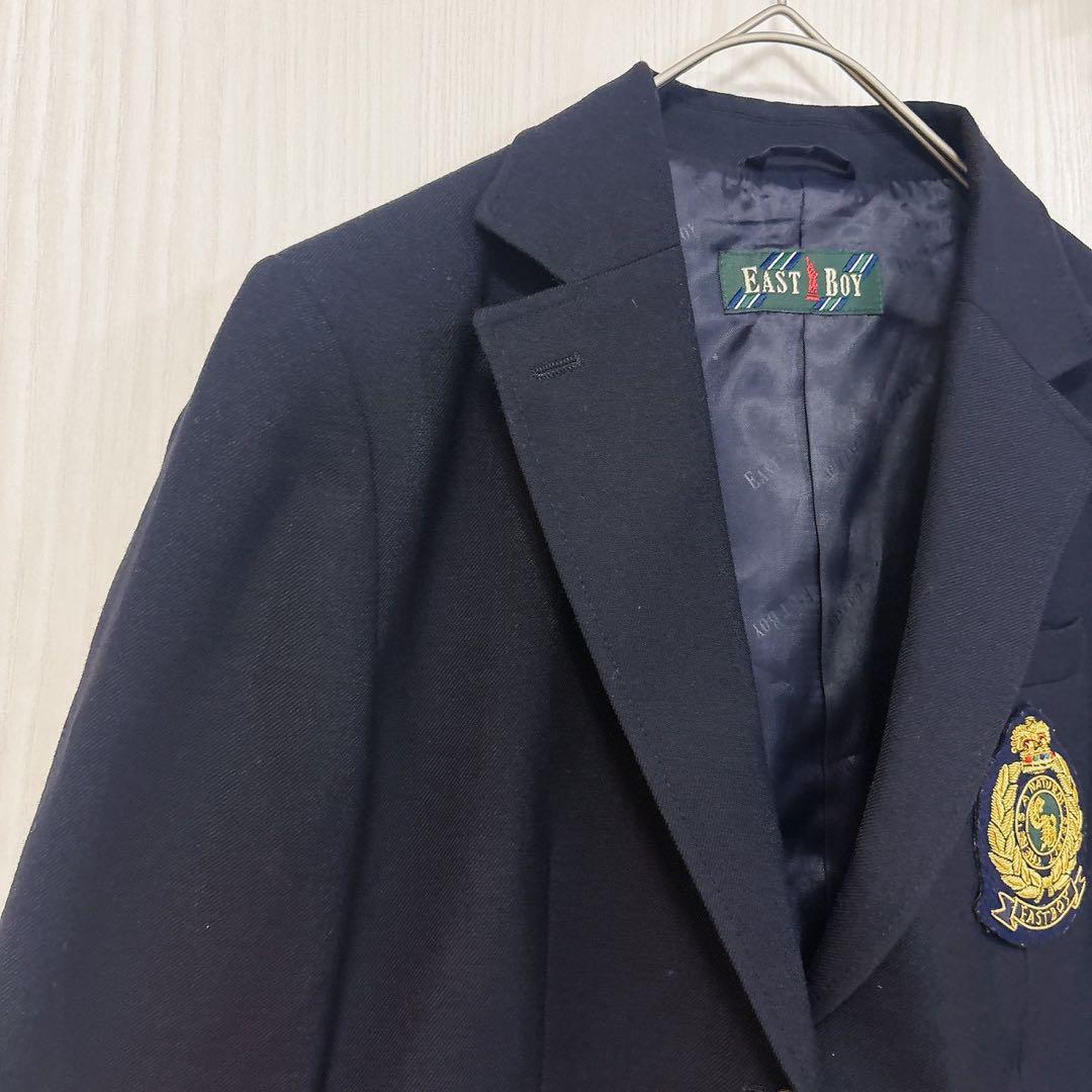 美品★イーストボーイ 紺ブレザー 金ボタン ジャケット 9号 エンブレム