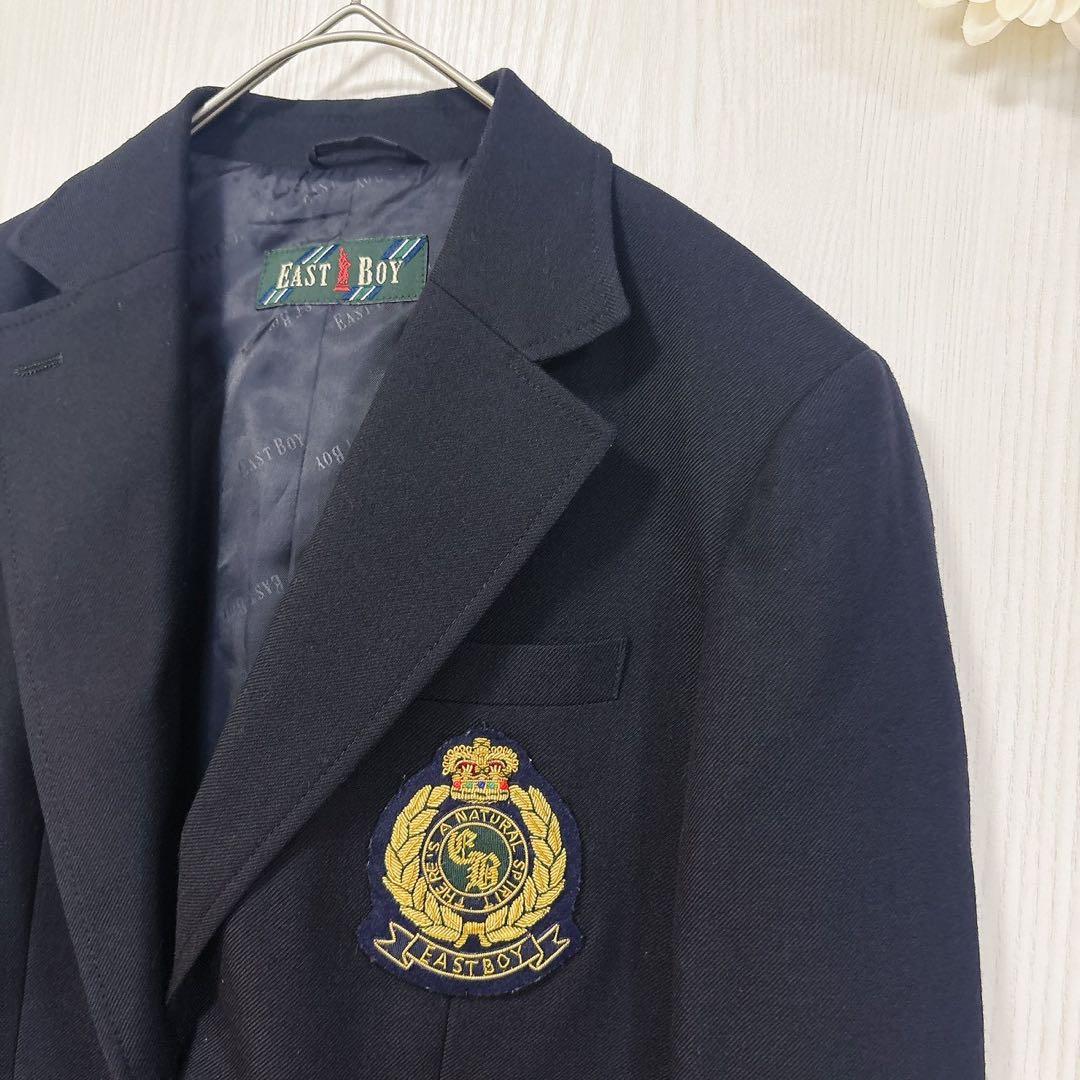 美品★イーストボーイ 紺ブレザー 金ボタン ジャケット 9号 エンブレム
