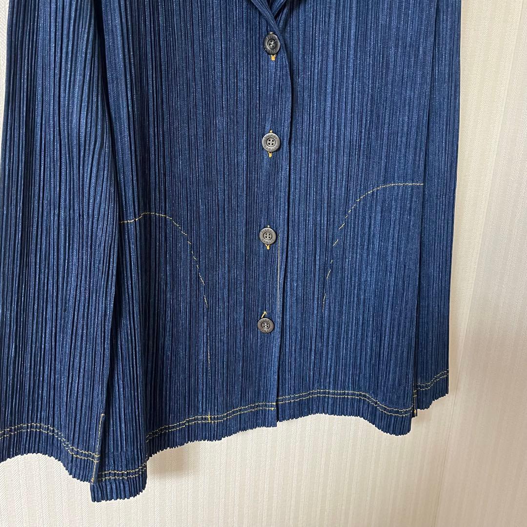 PLEATSPLEASE イッセイミヤケ デニム調　　　　ジャケット ブルー　2