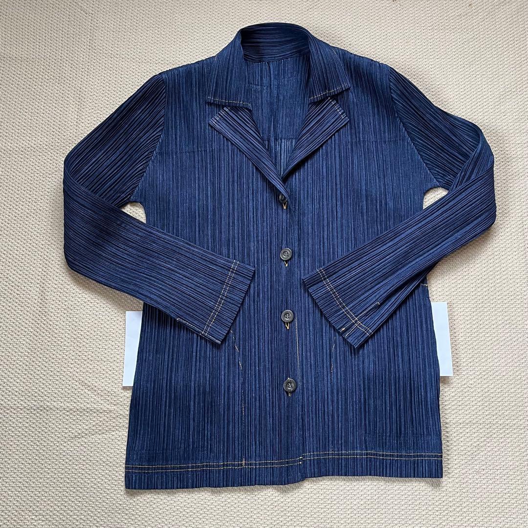 PLEATSPLEASE イッセイミヤケ デニム調　　　　ジャケット ブルー　2