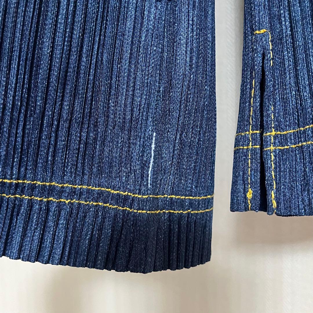 PLEATSPLEASE イッセイミヤケ デニム調　　　　ジャケット ブルー　2