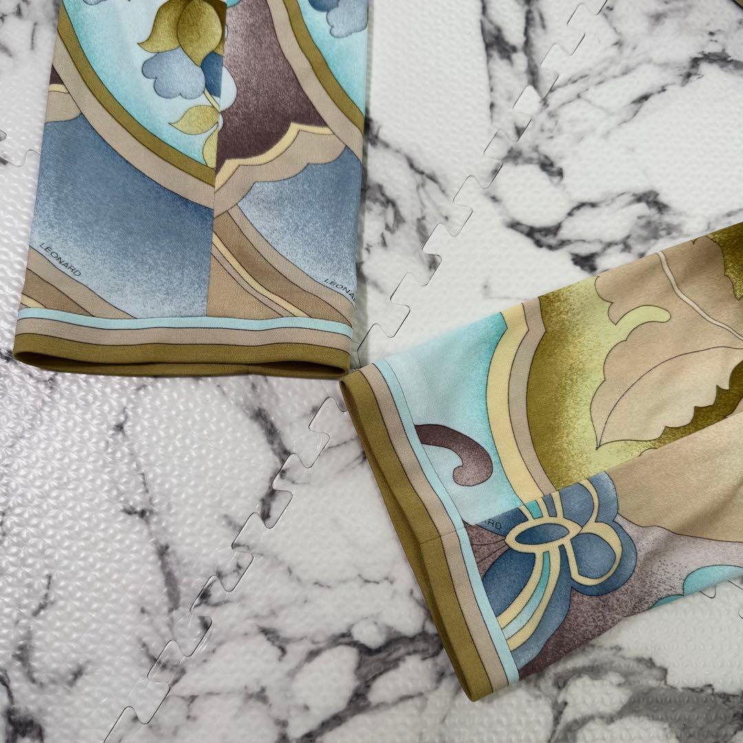 レオナール　テーラードジャケット　カンカン素材　花柄　ボタニカル　フラワー　L