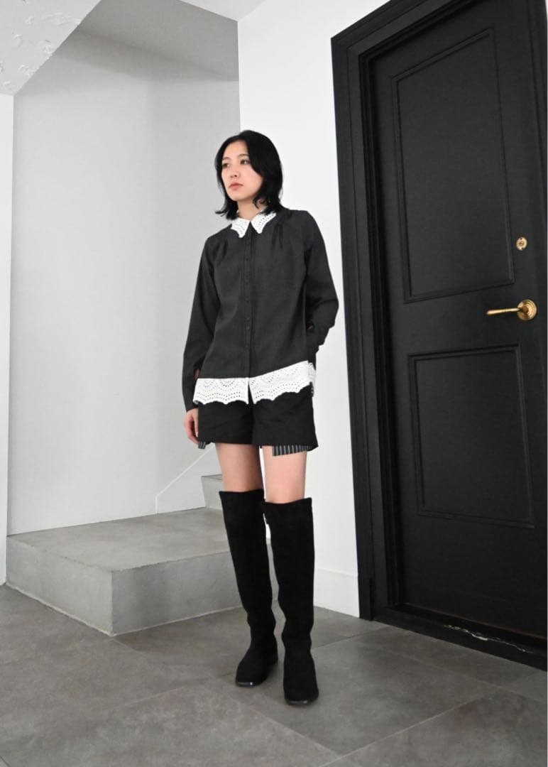 【新品未使用タグ付き】willfully　レースカラーショルダーピンタックシャツ