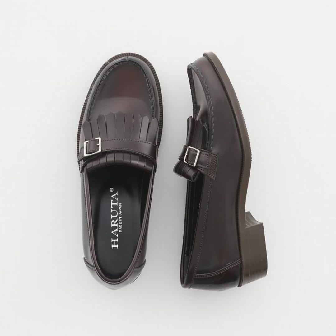 HARUTA ブラウン カジュアルキルトローファー #232 フリンジ付き