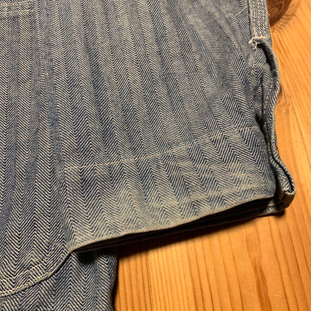 UNIVERSAL OVERALLヘリンボーンストライプデニムカバーオール 40