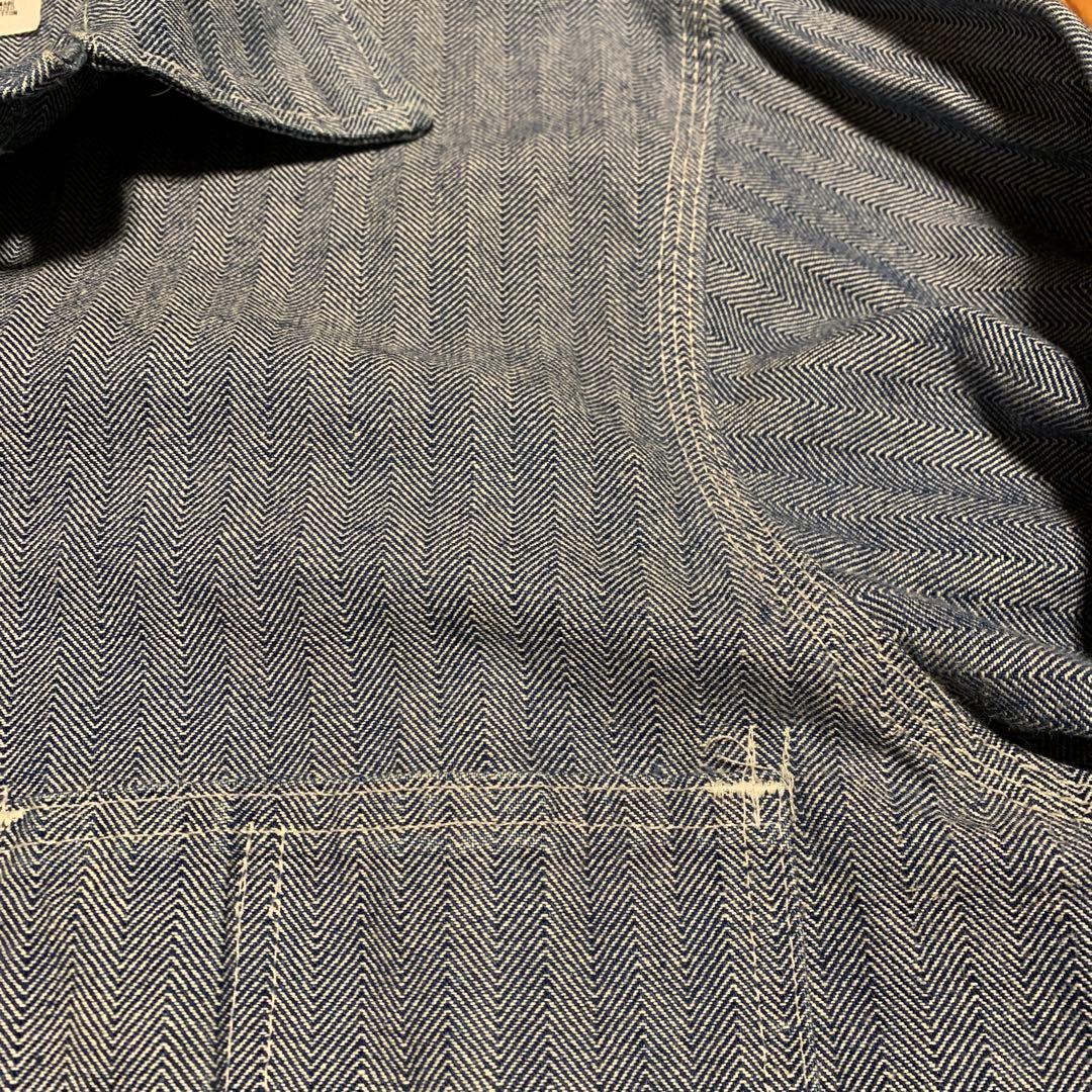 UNIVERSAL OVERALLヘリンボーンストライプデニムカバーオール 40