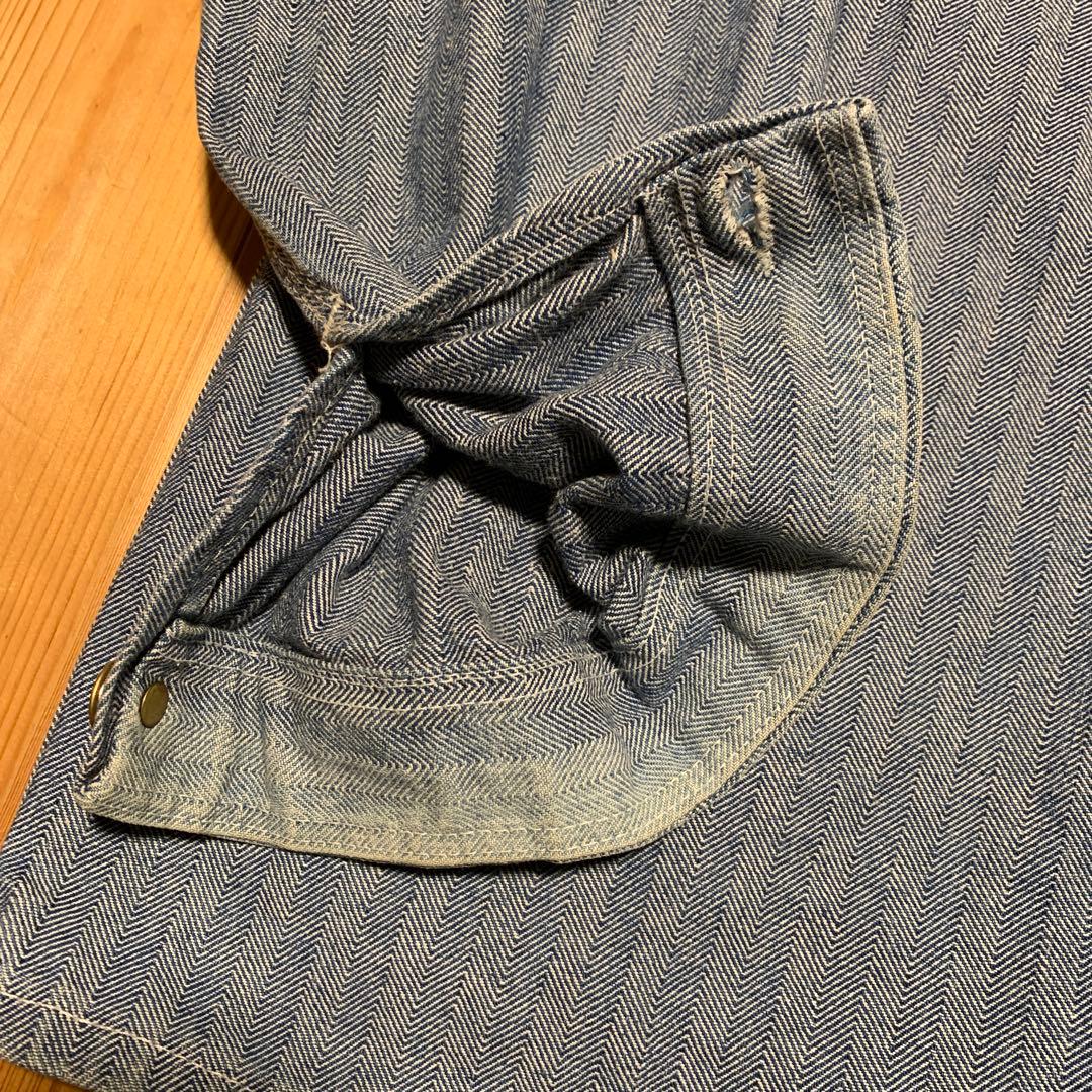 UNIVERSAL OVERALLヘリンボーンストライプデニムカバーオール 40