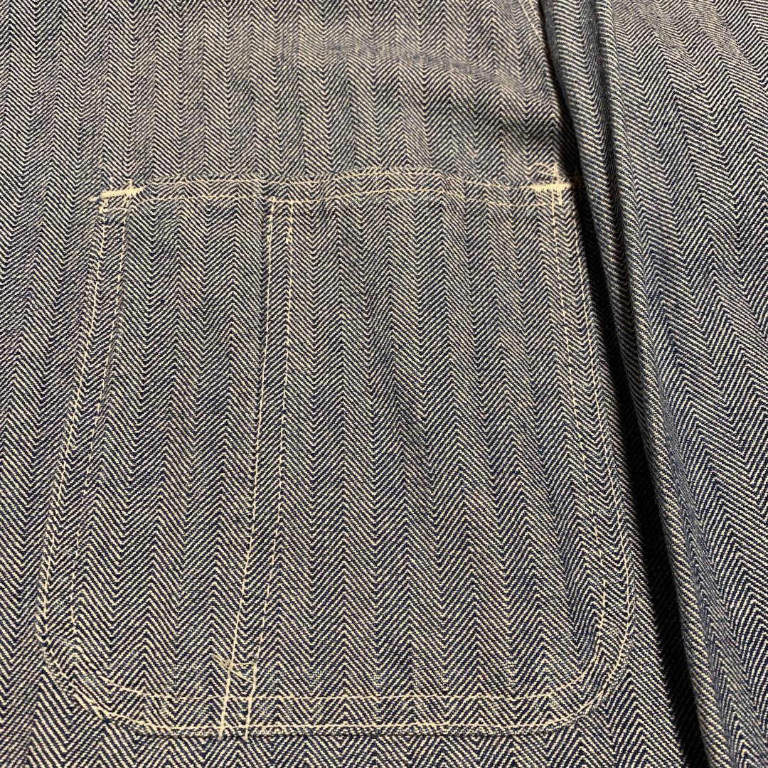 UNIVERSAL OVERALLヘリンボーンストライプデニムカバーオール 40