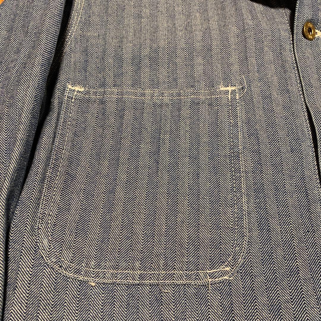 UNIVERSAL OVERALLヘリンボーンストライプデニムカバーオール 40