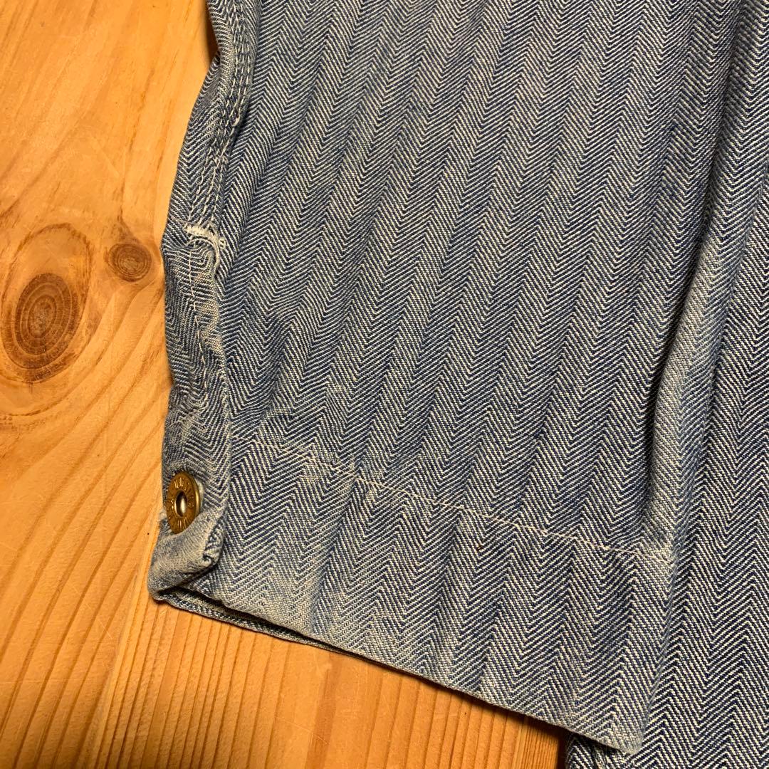 UNIVERSAL OVERALLヘリンボーンストライプデニムカバーオール 40