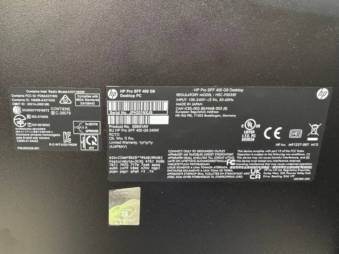 【完動品】HP Pro SFF 400 G9 Desktop PC　0001