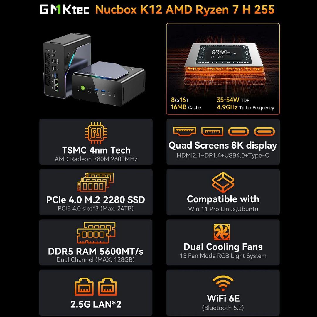 GMKtec Nucbox K12 Ryzen 7 H 255 ベアボーン