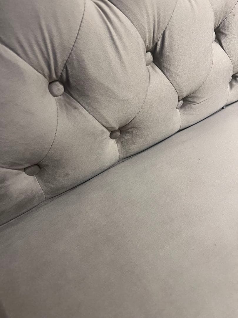 ロウヤ ソファ　2人掛けカウチソファ ベルベット調　グレー　LOWYA