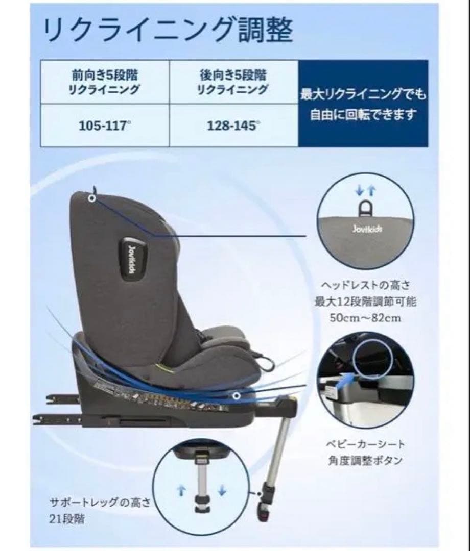 【極美品】Jovikids ISOFIX チャイルドシート 360度回転R129