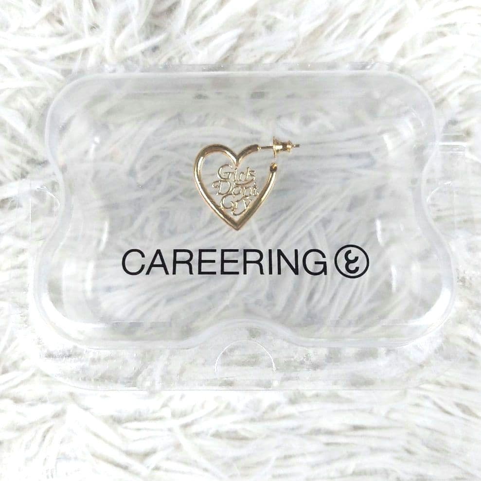 未使用級 Girls don‘t cry CAREERING ハートロゴ ピアス