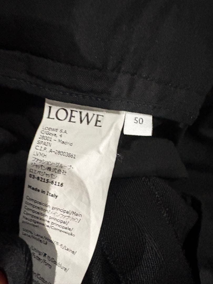 パンツ LOEWE super wide wool slacks black
