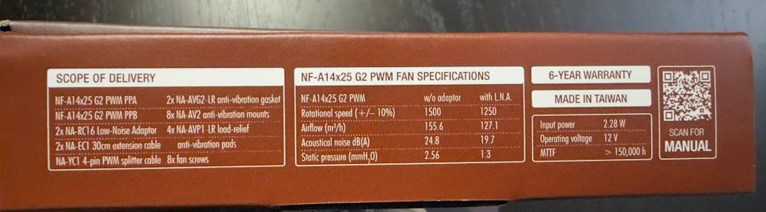 Noctua NF-A14x25 G2 PWM ファン4個セット