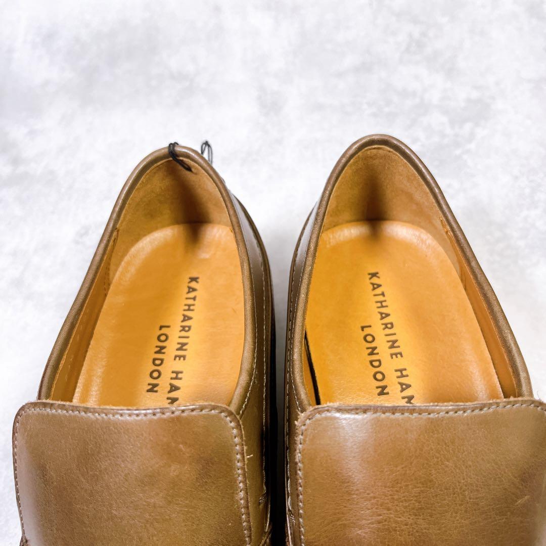 ☆新品☆【キャサリンハムネット】ドレスシューズ (24.5) ロングノーズ　茶