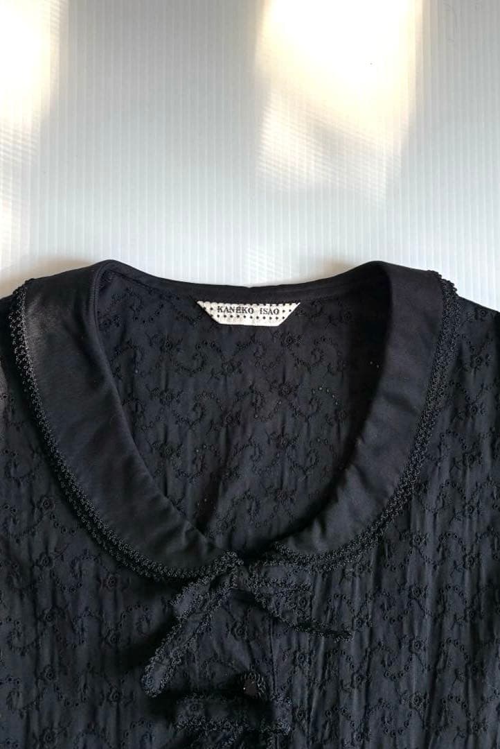 カネコイサオKANEKO ISAO コットンレース刺繍　ワンピース黒　小悪魔