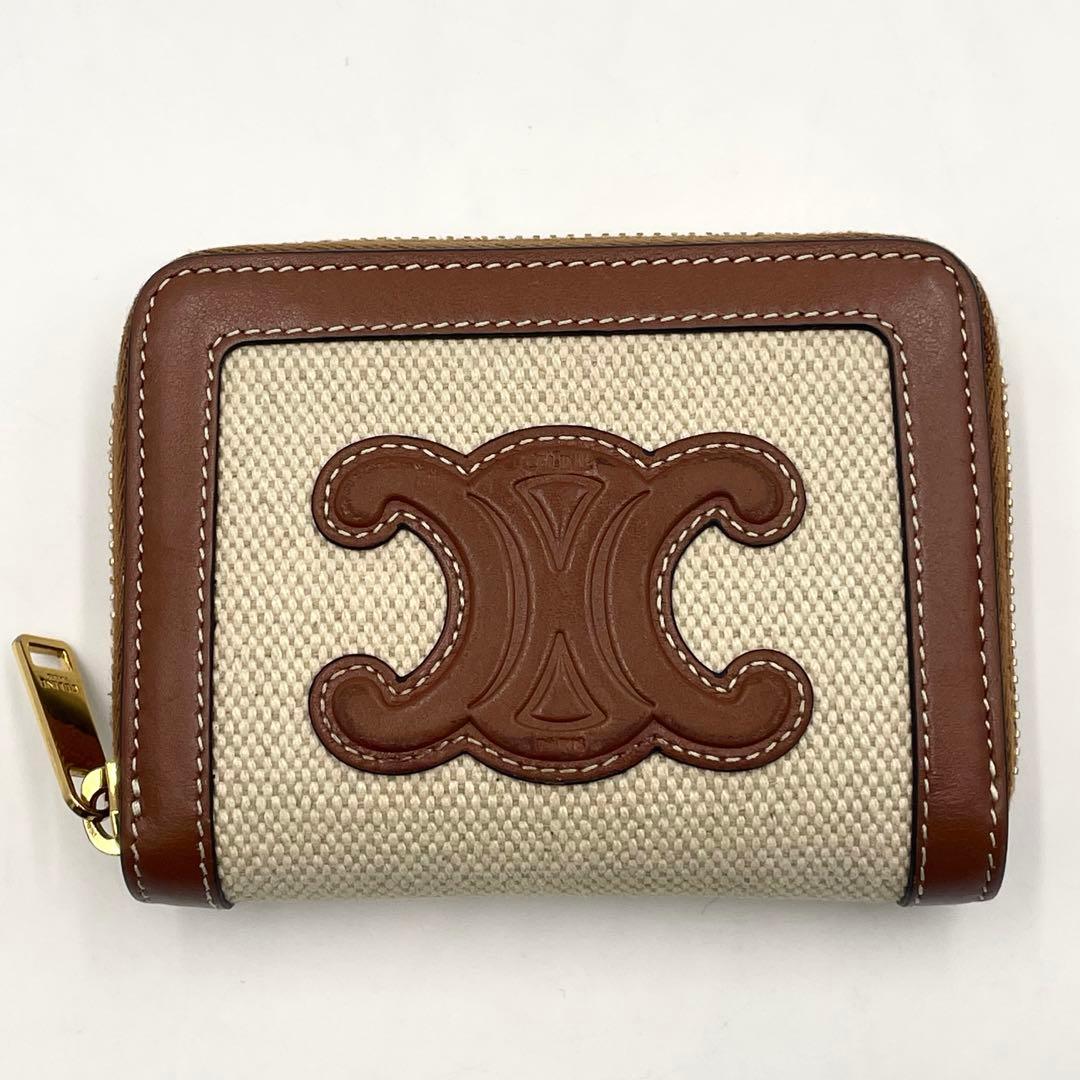 CELINE セリーヌ キュイル トリオンフ コンパクト ジップウォレット箱付き