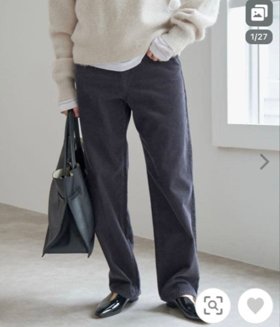 新品未使用】Spick & Span コーデュロイパンツ　おおきめサイズ　黒40