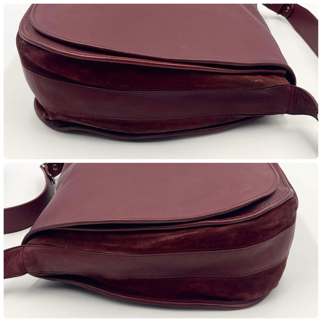 【美品】Cartier カルティエ 大容量メッセンジャーバッグ ボルドー レザー