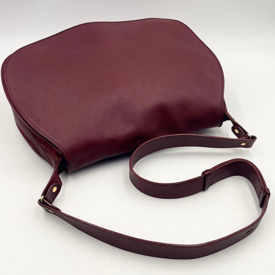 【美品】Cartier カルティエ 大容量メッセンジャーバッグ ボルドー レザー