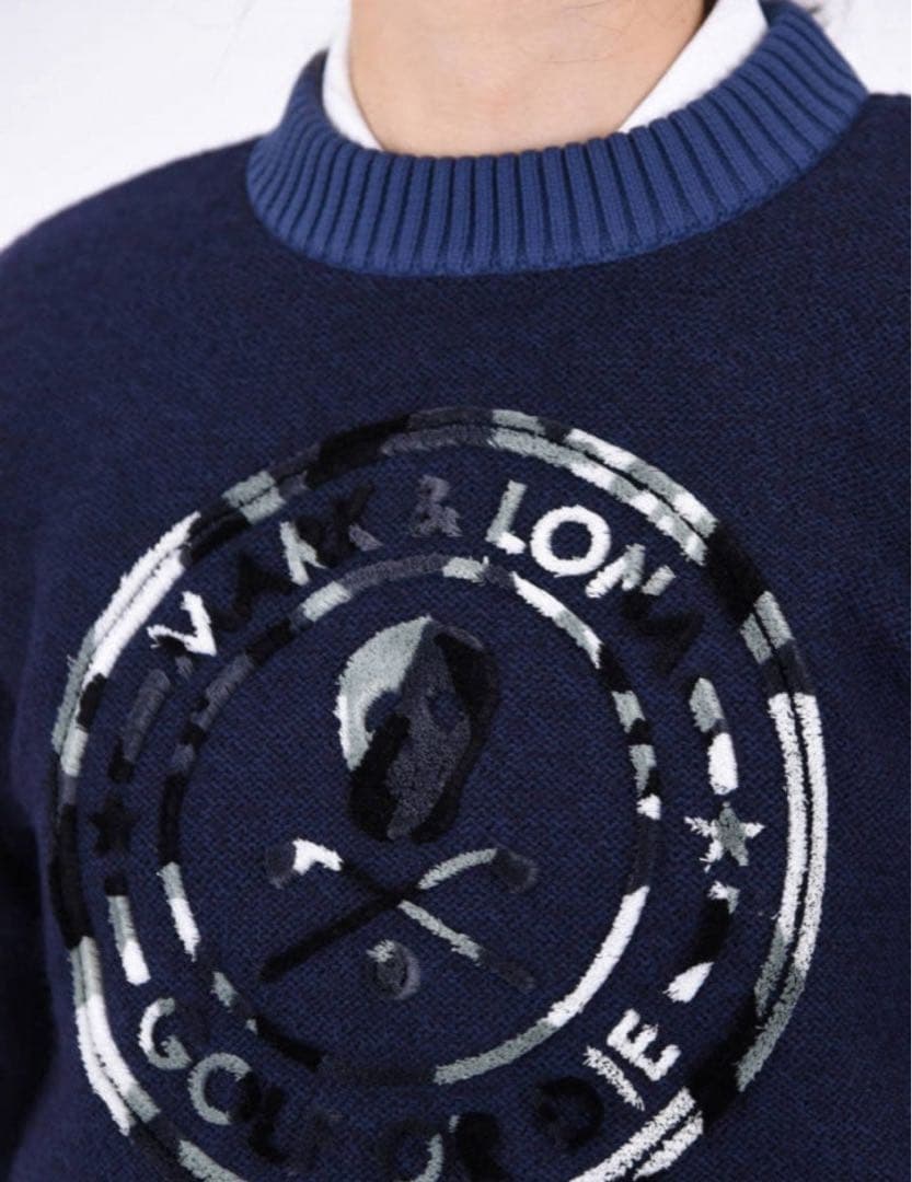 MARK&LONAマークアンドロナ カモフラスカルロゴ★裏地付きニット38(M)