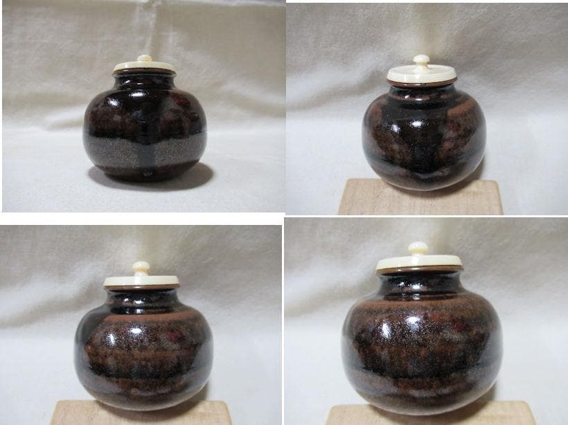 まあちゃん　松本鉄山造　羽室文林茶入　唐物写　共箱