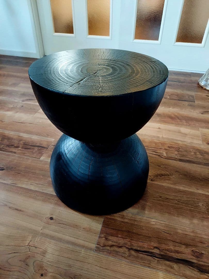 天然木 スツール ブラック