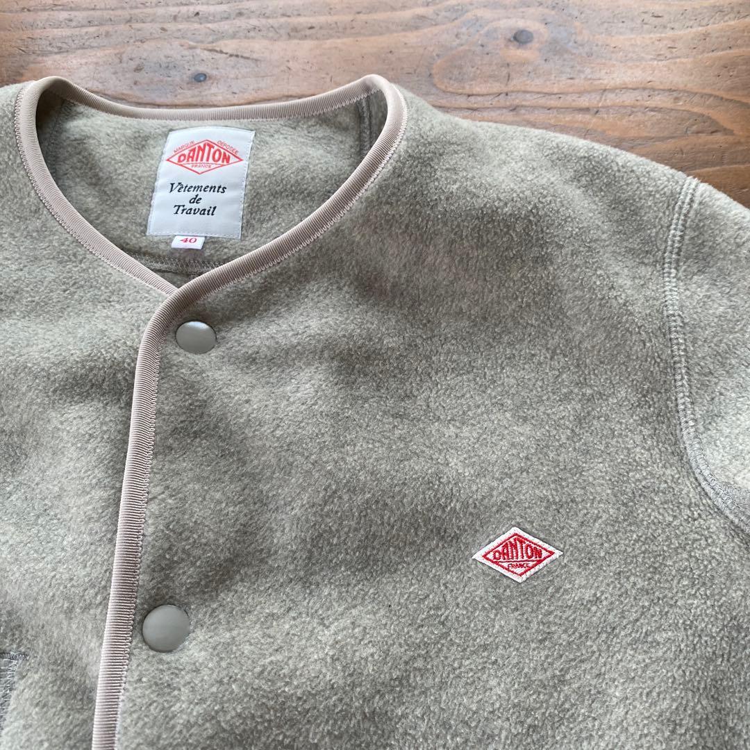 DANTON ＊ノーカラーフリースジャケット＊ベージュグレー＊40レディースも