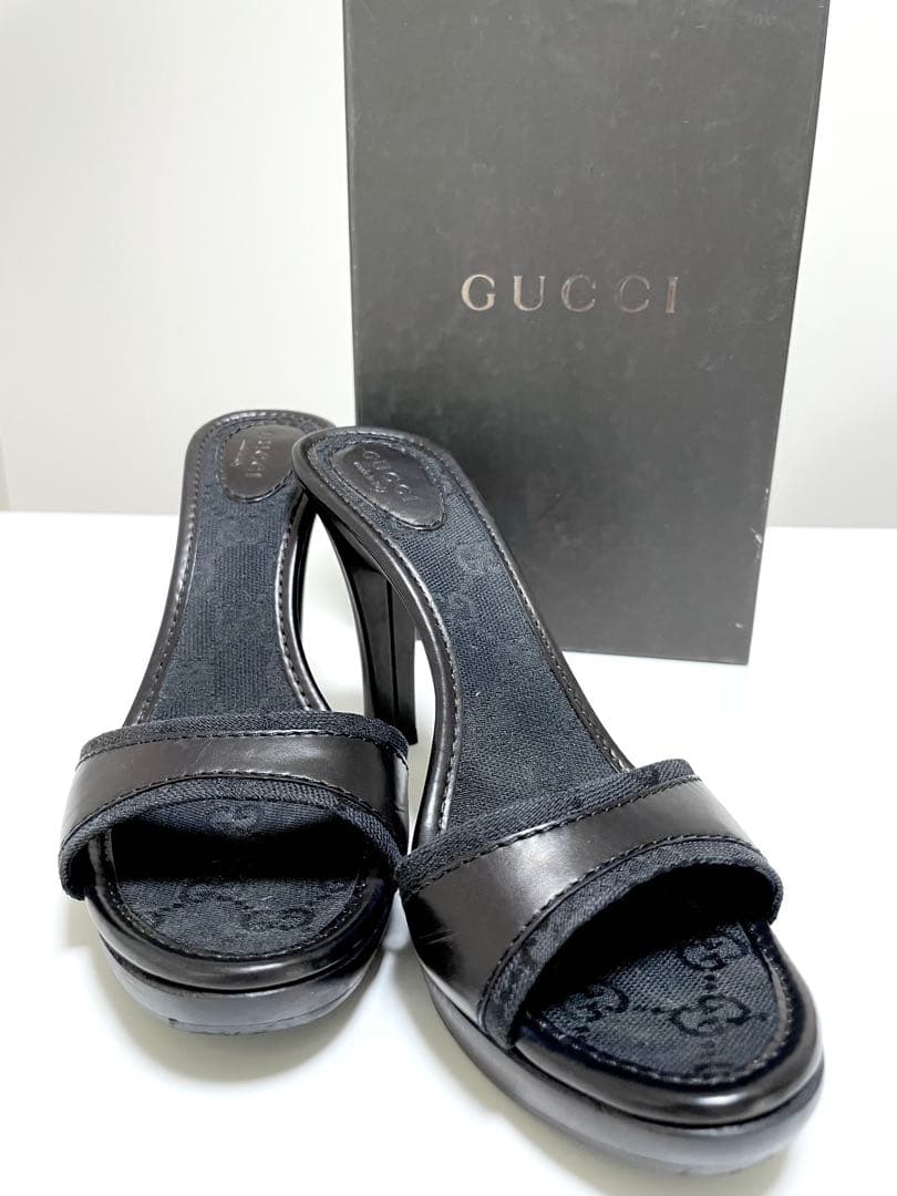 【美品】GUCCI ブラック ミュール 高ヒール