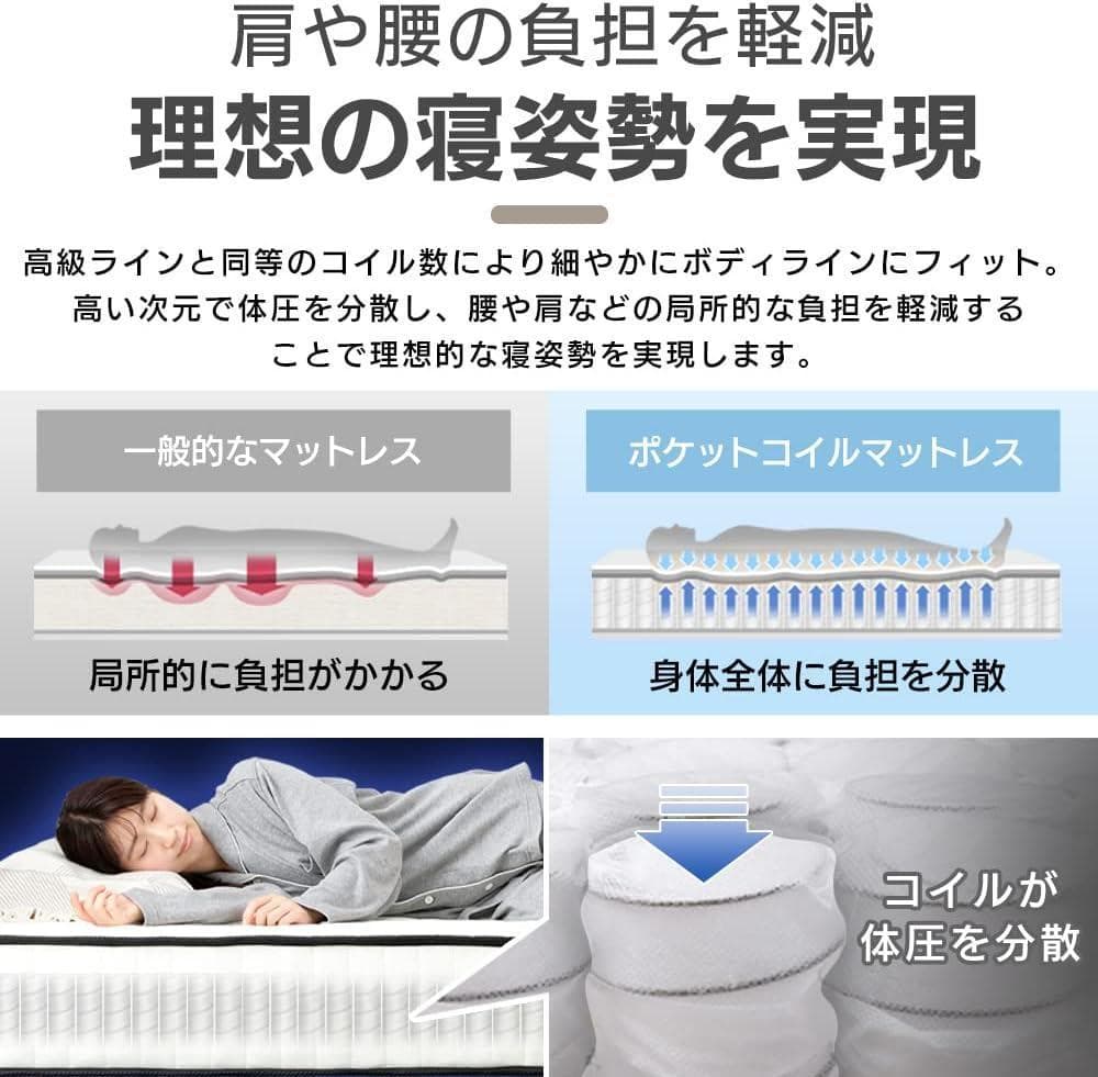アイリス 高密度ポケットコイルマットレス シングル